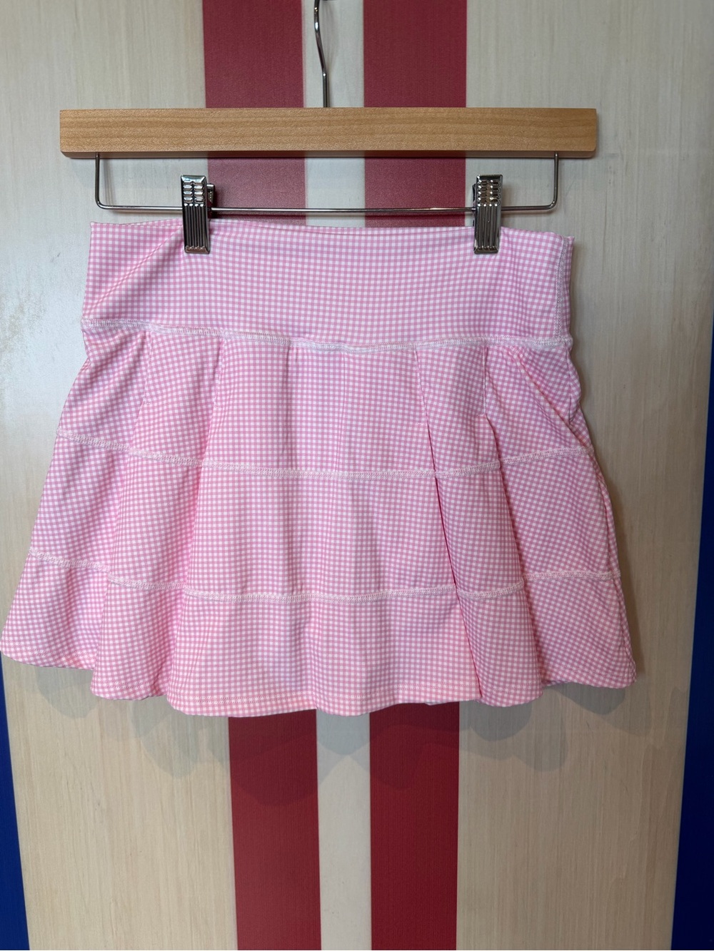 Altar'd State Pink Gingham Tiered Mini Skirt - Picture 2 of 5